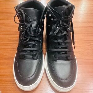 Balenciaga Black Leather High-Top Sneakers NEW NEVER WORN